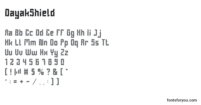 Шрифт DayakShield (109133) – алфавит, цифры, специальные символы