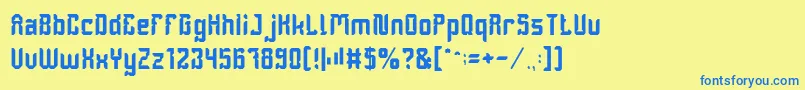 フォントDayakShield – 青い文字が黄色の背景にあります。