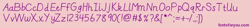 Шрифт Kbreallydnealie – фиолетовые шрифты на розовом фоне