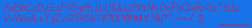 Kbreallydnealie Font – Red Fonts on Blue Background