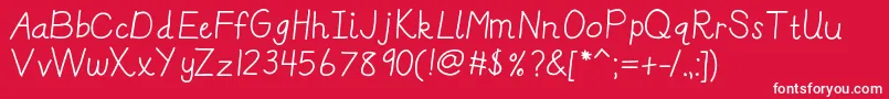 Шрифт Kbreallydnealie – белые шрифты на красном фоне