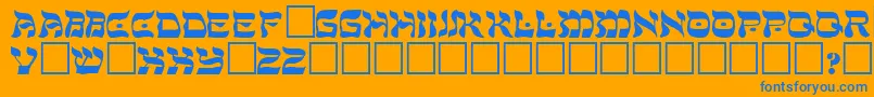 ShalomRegular-Schriftart – Blaue Schriften auf orangefarbenem Hintergrund