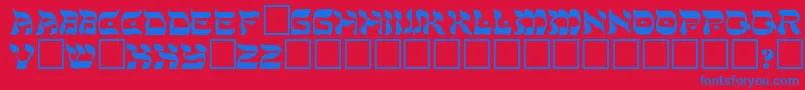 ShalomRegular-Schriftart – Blaue Schriften auf rotem Hintergrund