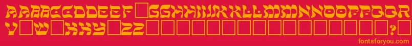 フォントShalomRegular – 赤い背景にオレンジの文字