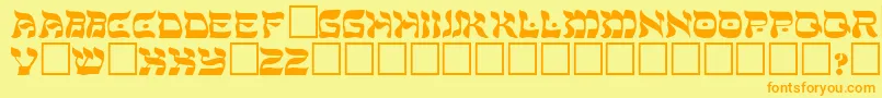 Fonte ShalomRegular – fontes laranjas em um fundo amarelo