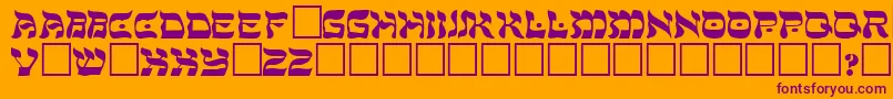 ShalomRegular-Schriftart – Violette Schriften auf orangefarbenem Hintergrund