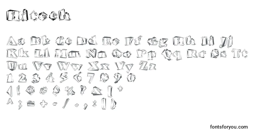 Schriftart Hitech – Alphabet, Zahlen, spezielle Symbole