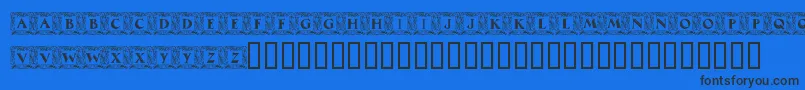 MaximilianAntiquaInitialen-fontti – mustat fontit sinisellä taustalla