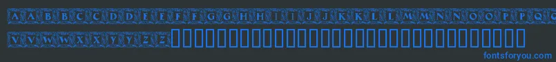 Шрифт MaximilianAntiquaInitialen – синие шрифты на чёрном фоне