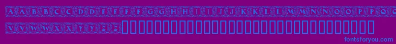 MaximilianAntiquaInitialen-Schriftart – Blaue Schriften auf violettem Hintergrund