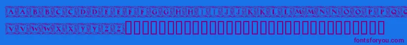 MaximilianAntiquaInitialen-Schriftart – Violette Schriften auf blauem Hintergrund