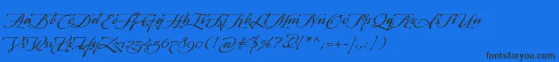 ArcanagmmstdManuscript-Schriftart – Schwarze Schriften auf blauem Hintergrund