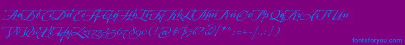 ArcanagmmstdManuscript-Schriftart – Blaue Schriften auf violettem Hintergrund