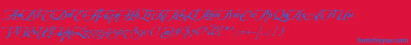 ArcanagmmstdManuscript Font – Blue Fonts on Red Background