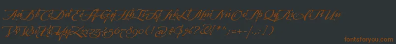 ArcanagmmstdManuscript-Schriftart – Braune Schriften auf schwarzem Hintergrund