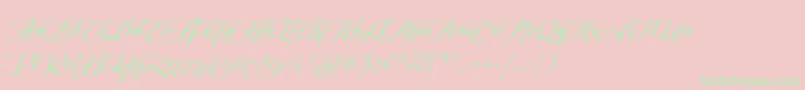 ArcanagmmstdManuscript-Schriftart – Grüne Schriften auf rosa Hintergrund