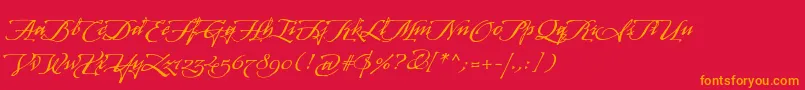 ArcanagmmstdManuscript Font – Orange Fonts on Red Background