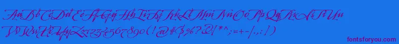 ArcanagmmstdManuscript Font – Purple Fonts on Blue Background