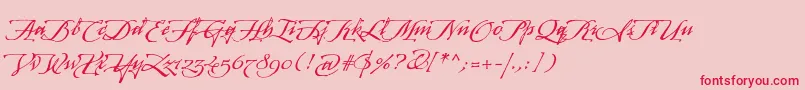 ArcanagmmstdManuscript-Schriftart – Rote Schriften auf rosa Hintergrund