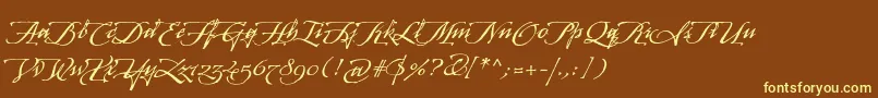 ArcanagmmstdManuscript Font – Yellow Fonts on Brown Background