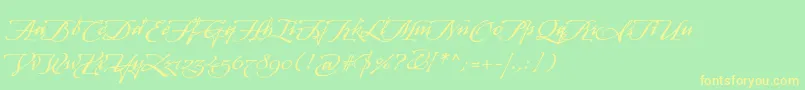 ArcanagmmstdManuscript Font – Yellow Fonts on Green Background