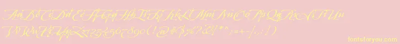 ArcanagmmstdManuscript Font – Yellow Fonts on Pink Background