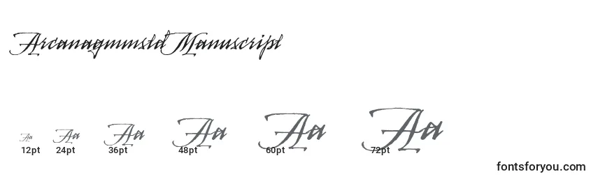 Размеры шрифта ArcanagmmstdManuscript