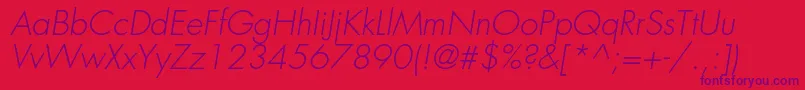 FuturastdLightoblique Font – Purple Fonts on Red Background