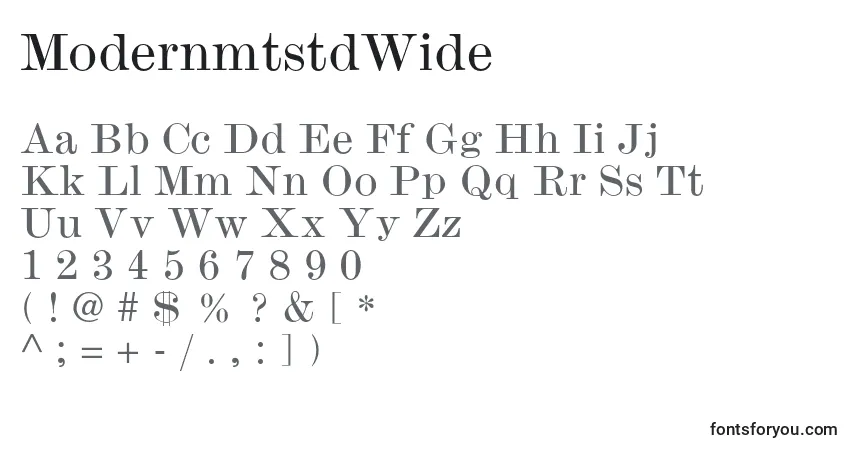 Czcionka ModernmtstdWide – alfabet, cyfry, specjalne znaki