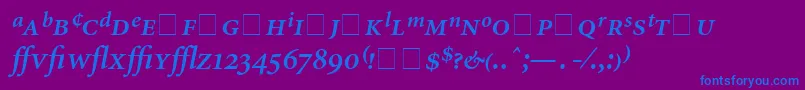 AtlantixProSsiSemiBoldItalic-fontti – siniset fontit violetilla taustalla