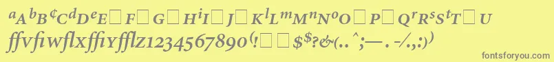 AtlantixProSsiSemiBoldItalic-fontti – harmaat kirjasimet keltaisella taustalla