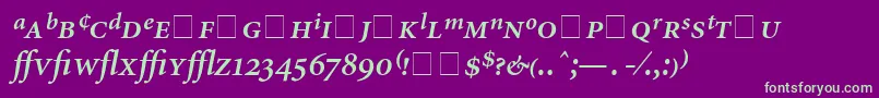 フォントAtlantixProSsiSemiBoldItalic – 紫の背景に緑のフォント