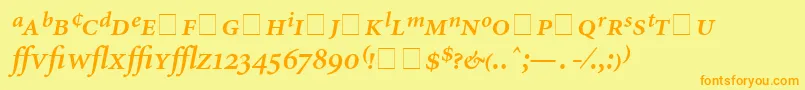 AtlantixProSsiSemiBoldItalic-Schriftart – Orangefarbene Schriften auf gelbem Hintergrund