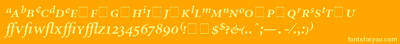 AtlantixProSsiSemiBoldItalic-fontti – keltaiset fontit oranssilla taustalla
