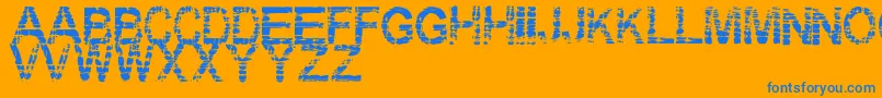 Eraser-Schriftart – Blaue Schriften auf orangefarbenem Hintergrund