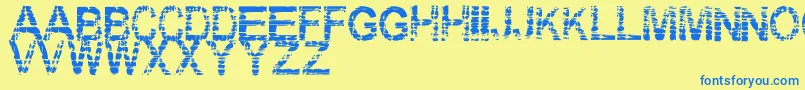 Eraser-Schriftart – Blaue Schriften auf gelbem Hintergrund