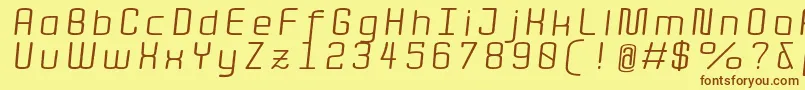 Подробнее о шрифте QuotaRegularitalicext. Шрифт QuotaRegularitalicext. – коричневые шрифты на жёлтом фоне