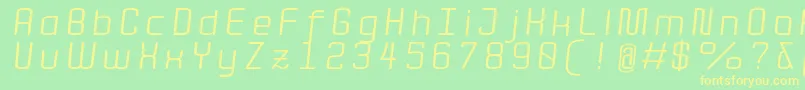 QuotaRegularitalicext. Font – Yellow Fonts on Green Background