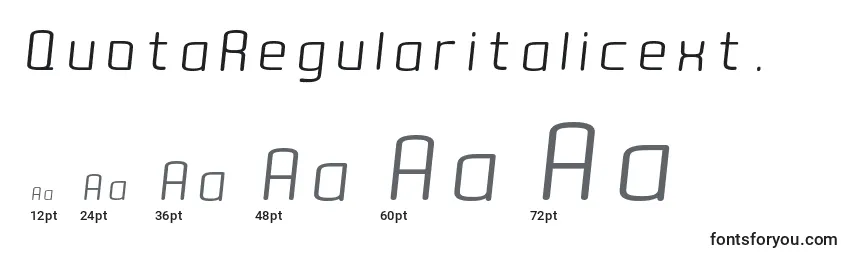 Размеры шрифта QuotaRegularitalicext.