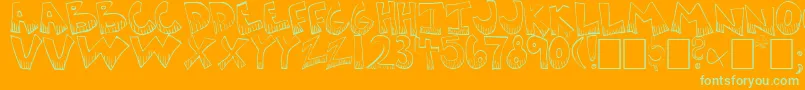Krazyk1-Schriftart – Grüne Schriften auf orangefarbenem Hintergrund