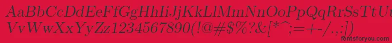 Lmromanslant12Regular-Schriftart – Schwarze Schriften auf rotem Hintergrund