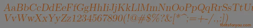 Lmromanslant12Regular Font – Brown Fonts on Gray Background