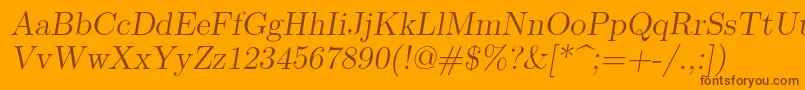 Lmromanslant12Regular Font – Brown Fonts on Orange Background