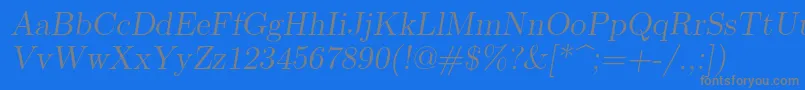 Lmromanslant12Regular Font – Gray Fonts on Blue Background