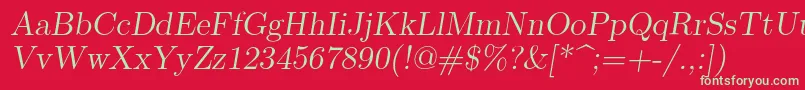 Lmromanslant12Regular Font – Green Fonts on Red Background