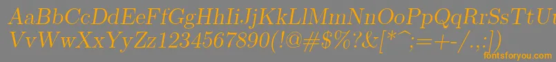 Lmromanslant12Regular Font – Orange Fonts on Gray Background
