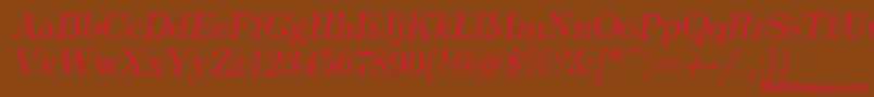 Lmromanslant12Regular Font – Red Fonts on Brown Background