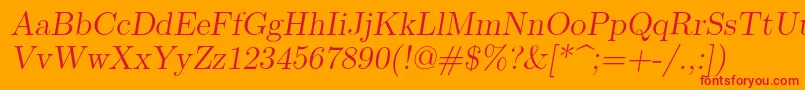 Lmromanslant12Regular Font – Red Fonts on Orange Background