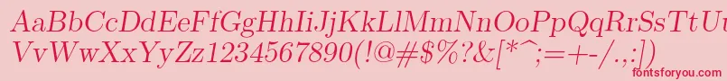 Lmromanslant12Regular-Schriftart – Rote Schriften auf rosa Hintergrund
