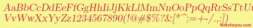 Lmromanslant12Regular Font – Red Fonts on Yellow Background